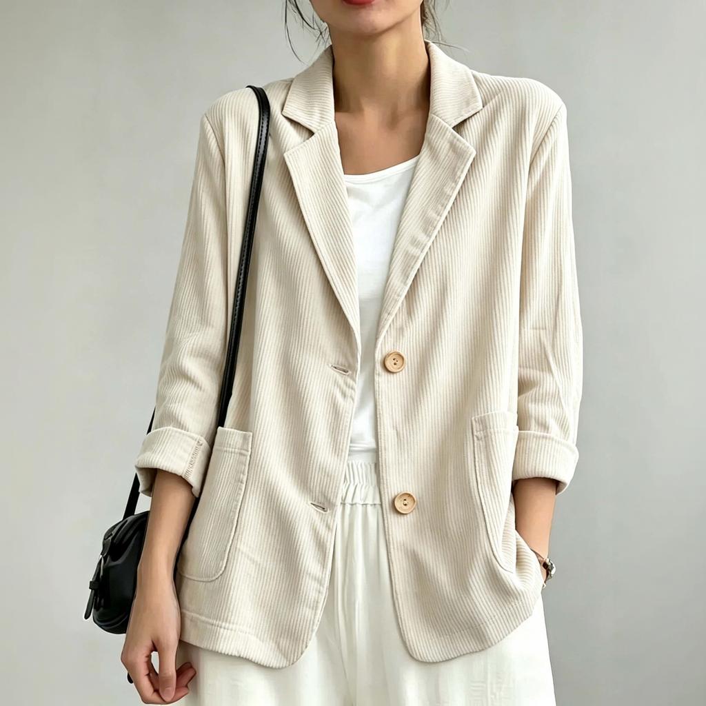 Dames Corduroy - Vintage Casual Jas voor Herfst en Winter, Veelzijdig Elegante Bovenkleding