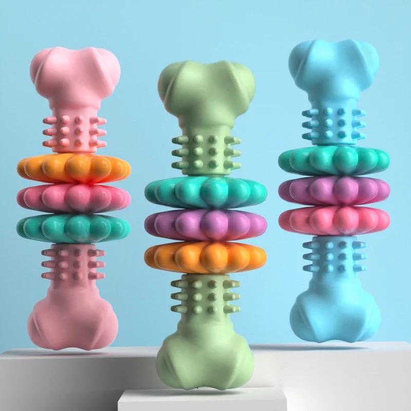 Durable TPR Dog Bone Teething Toy for Aggressive Chewers Interactive Puppy Teething Relief Toy Long Lasting Gnawing Resistance