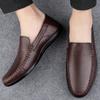 New 2024 Men Dress Shoes Genuine Leather Breathable Middle Aged Business Round Toe Wedding Footwear Male Flat