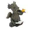 Baby Dragon Reading Book Statue Waterproof Lovely Durable Resin Dragon Sculpture for Garden Wall