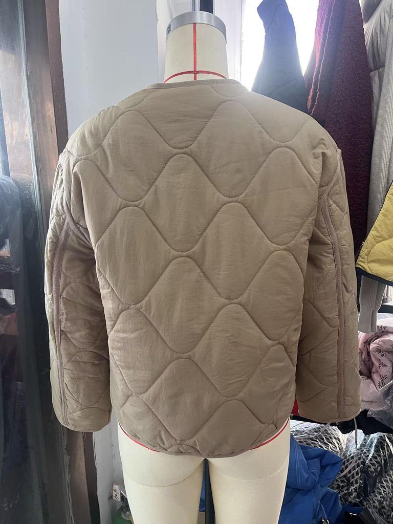 2025 European & American Style Casual Round Neck Cotton Jacket