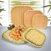 Chinese Style Bamboo Fiber Plates with Yellow Edge, 8-inch, Set of 3