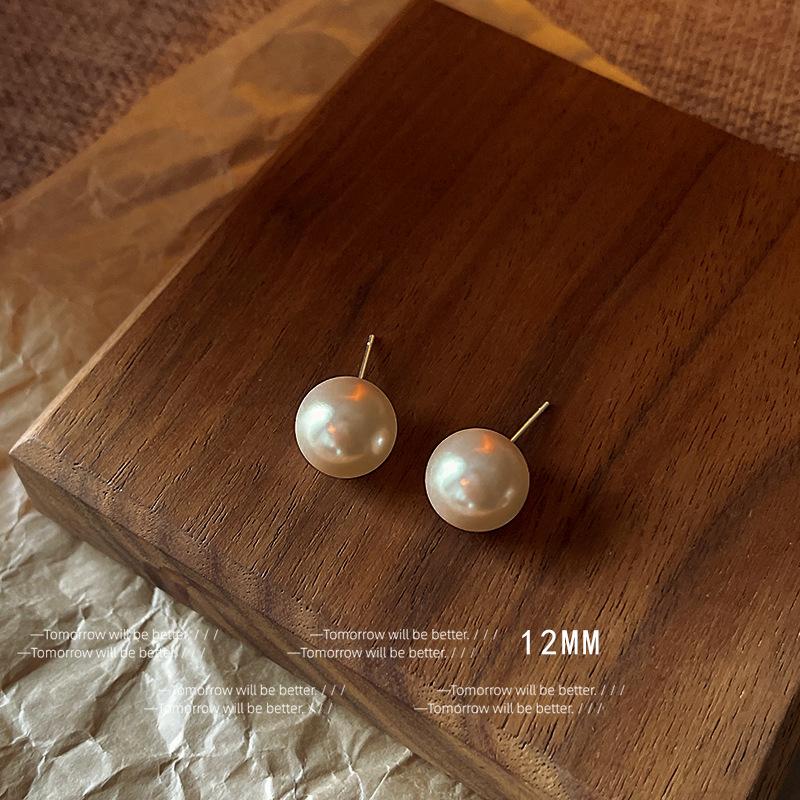 925 Silver Needle Pearl Stud Earrings Korean Niche Premium Earrings Commuter Versatile High Quality Earrings