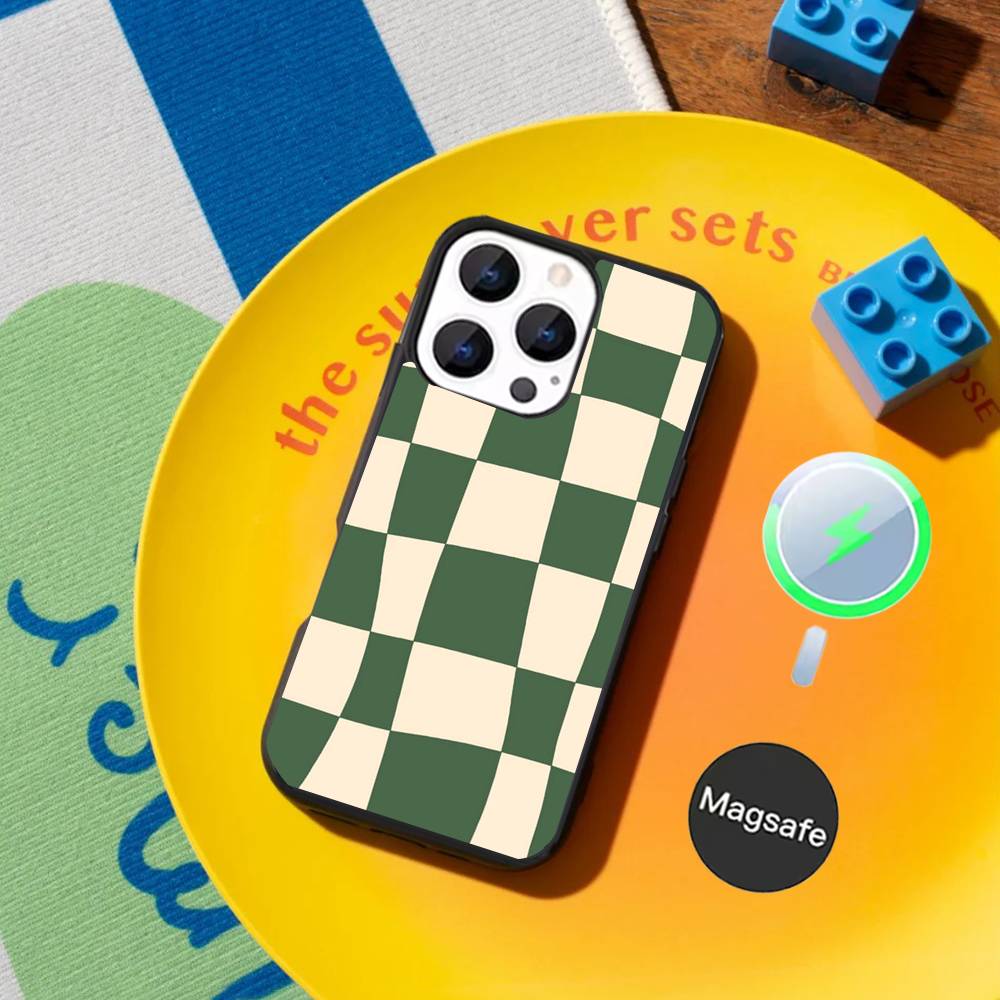 Checked chess board lattice Phone Case For iPhone 17,16,15,14,13,12,11,Pro,Max,Plus,Mini Magnetic Magsafe Wireless Charging