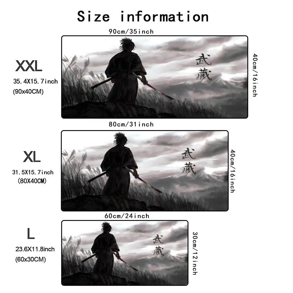 Japan Samurai Mouse Pad Laptop Vagabond Manga Keyboard Pad XXL Anime Mousepad PC Gaming Accessories Desk Mat Game Cabinet Car