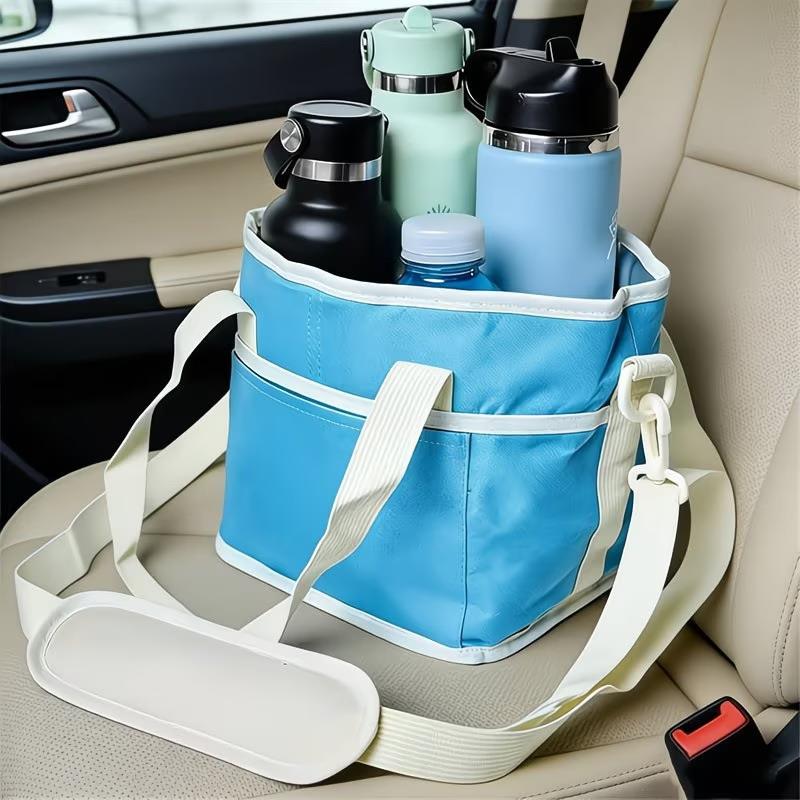 4-Compartment Drink Carrier Bag Large Capacity Insulated Water Bottle Holder Tumbler Tote With Adjustable Strap Travel, Picnic