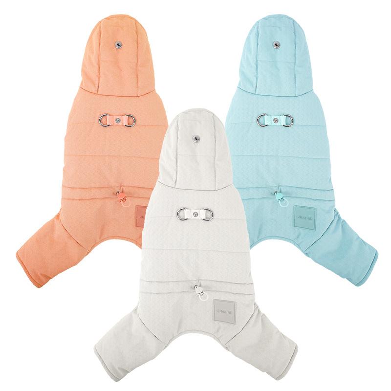 Dog clothes Autumn and winter four-legged cotton clothes Teddy Poodle small dogs can be towed and worn thickened pet clothes