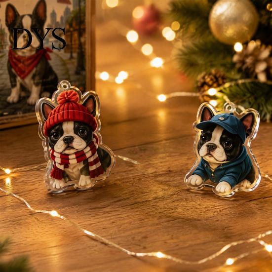 Dog Ornament for Christmas Tree Terrier Countdown Calendar, 24 Pcs Acrylic Creative Gift Box Set Holiday Decoration And Home Xmas Party Decor