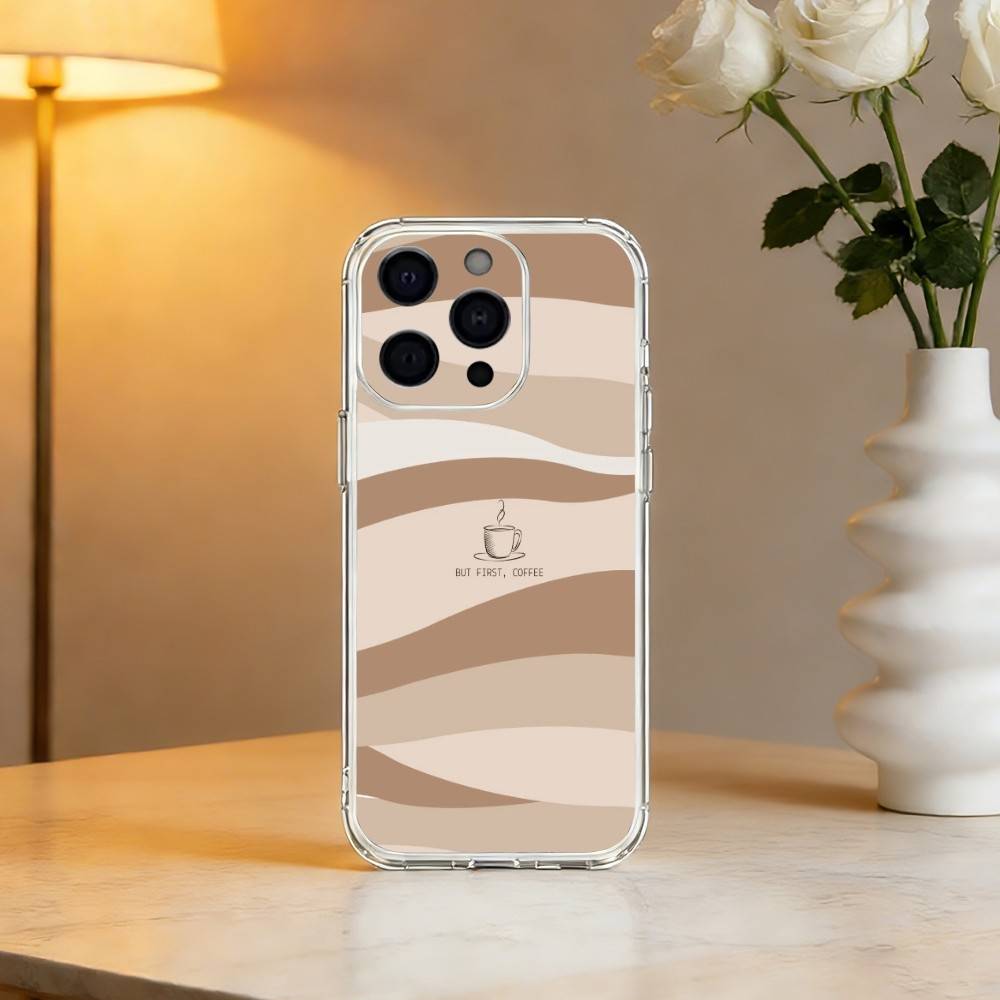 C-Coffee L-Latte Art Phone Case For iPhone 17 16 15 14 13 12 11 Mini Pro Max Plus Transparent Cover