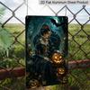 2D Flat Gothic Halloween Queen with Pumpkin and Bat Vintage Metal Sign‑8.0x12.0inch Aluminum Wall Art, Farmhouse Halloween Wall Decor, Pre‑Drilled