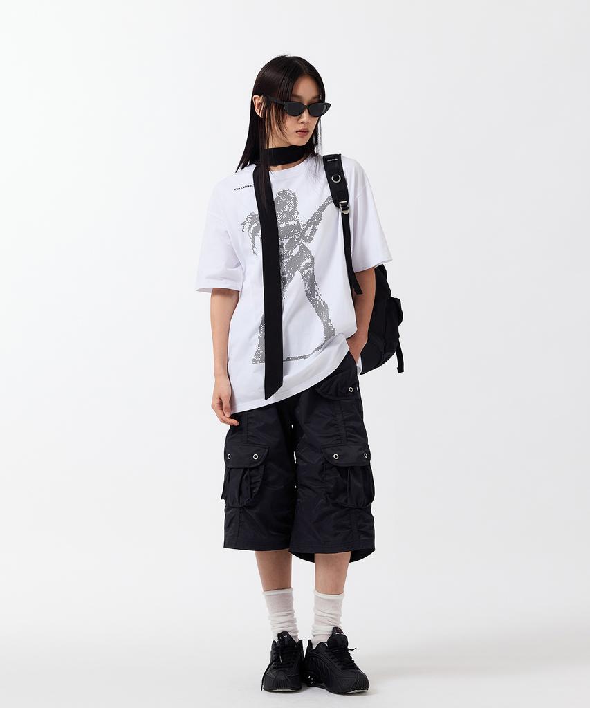 ODDSTUDIO Pixel Rock Star Graphic Oversized T-Shirt - White