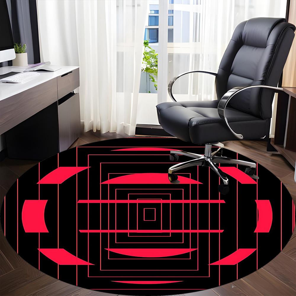 1pc Geometric Pattern Office Round Area Rug, Indoor Mat Suitable ForOffice, Under Office Chairs Bedroom Living Room Home Decor T166