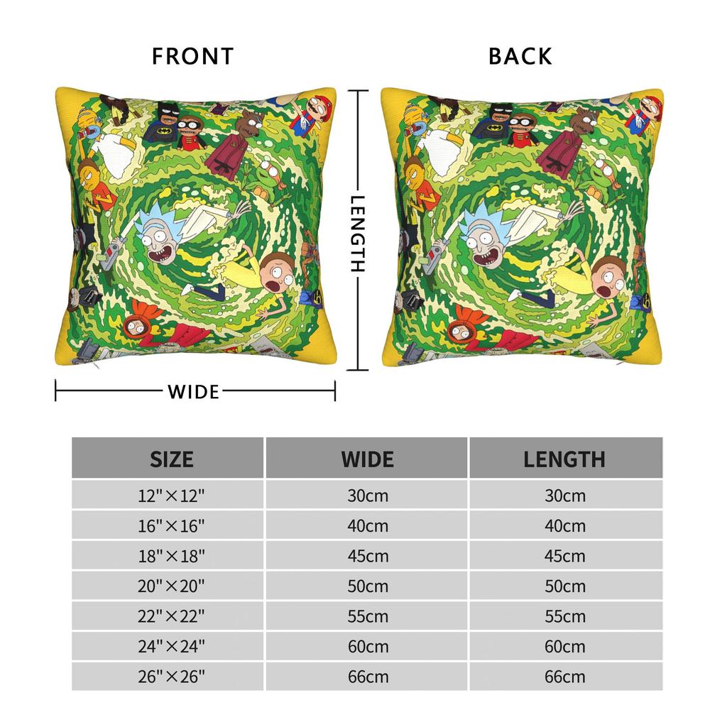 Ricked and Mortys Pillow Case Cute Funny Pillow Cover Square Pillowcases For Wedding Party Home Decor