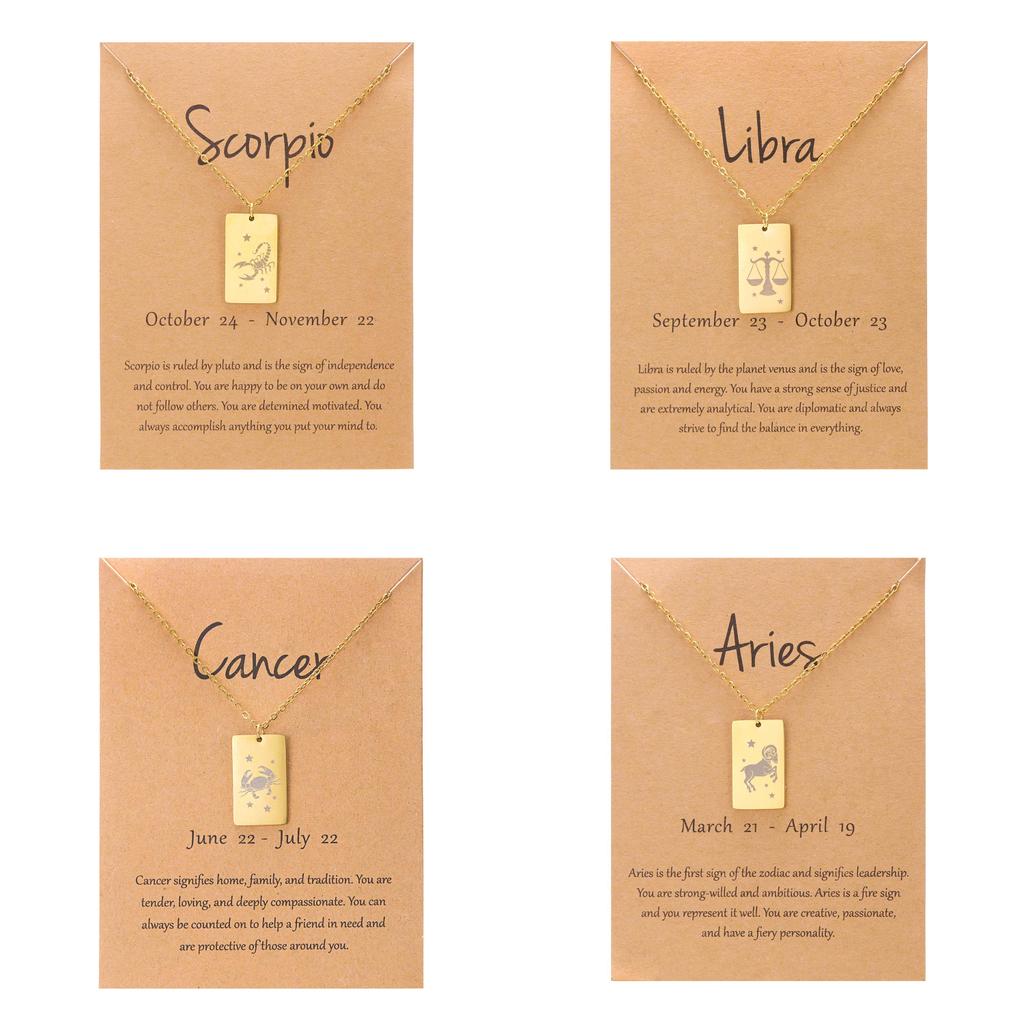 Zodiac Constellation Necklace For Women Men Titanium Steel Pendant Chain For Gift