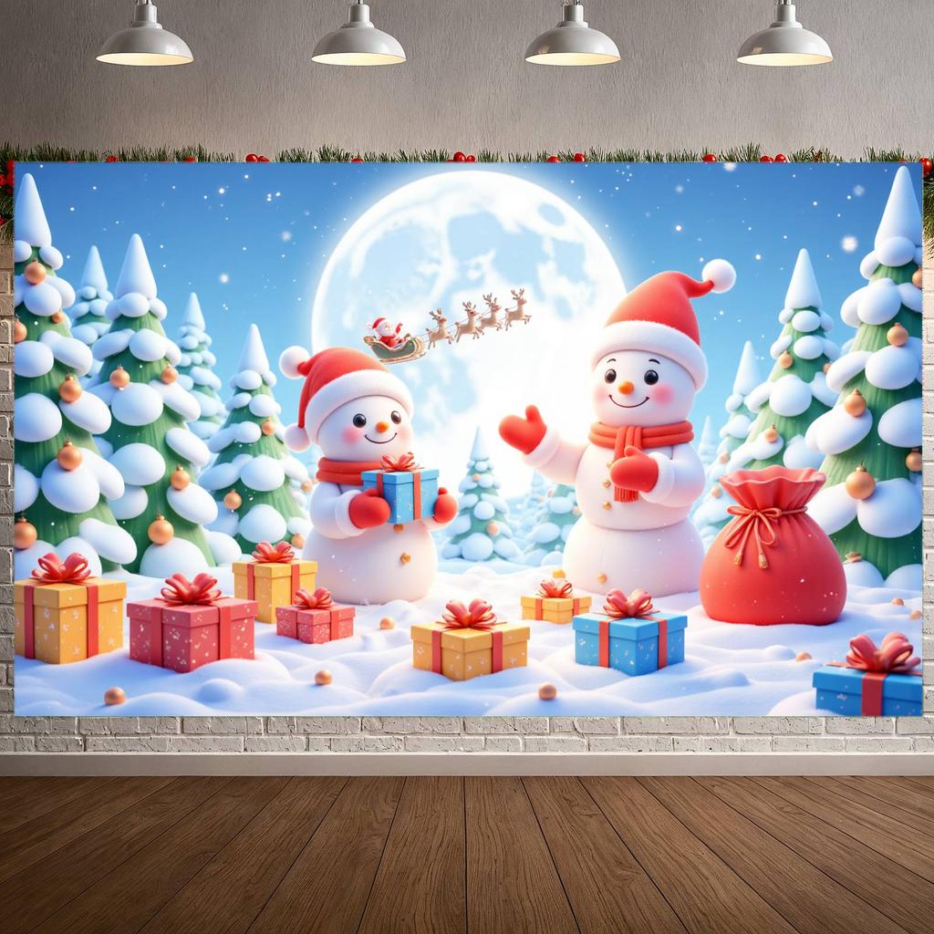 Christmas Party Banner Cute Character Snowman Banner Snowman Gift Banner Snowman Theme For Office Party Holiday Decoration
