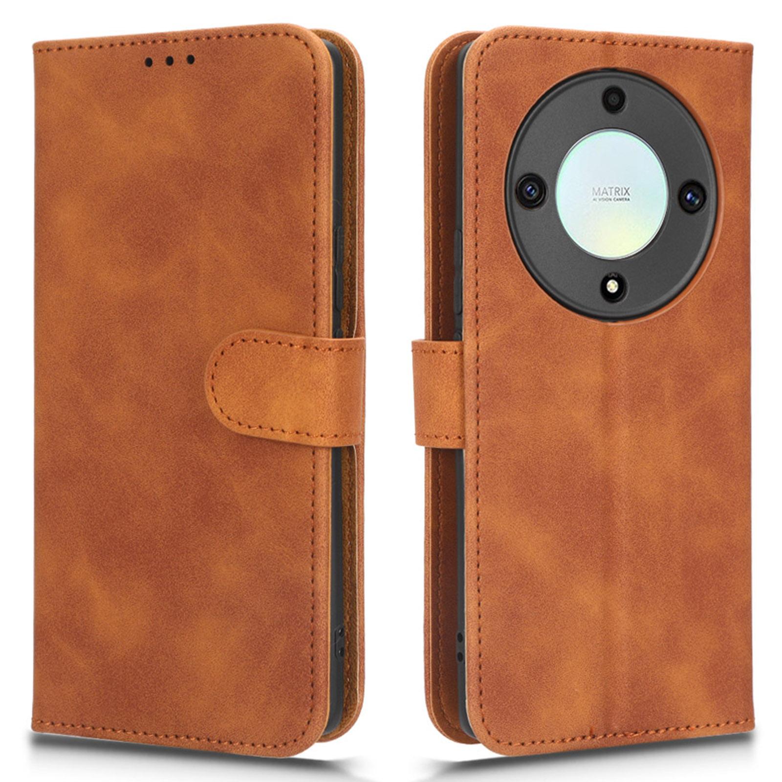 

Для Honor X40 5G/X9a 5G/Magic5 Lite 5G Чехол для мобильного телефона с полной защитой, с тактильным покрытием, подставка, откидной кожаный чехол-кошелек для телефона Brown