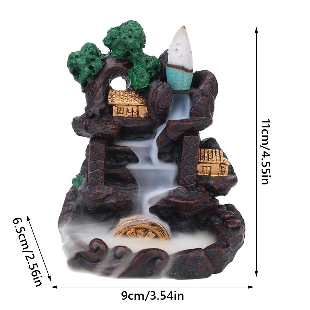 Resin Backflow Incense Burner Mountains River Waterfall Design Waterfall Incense Holder Sandalwood Stand Fragrance Holder