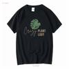 PlanT T Shirt Crazy Lady Gardening Botanical for Women Monstera Leaf Lover Long or Short Sleeves Vintage Washed Casual