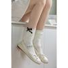 Spring Autumn Sweet Cotton Lolita Ballet Style Ultrathin Breathable Socks for Women Lace Bow Piles of Socks