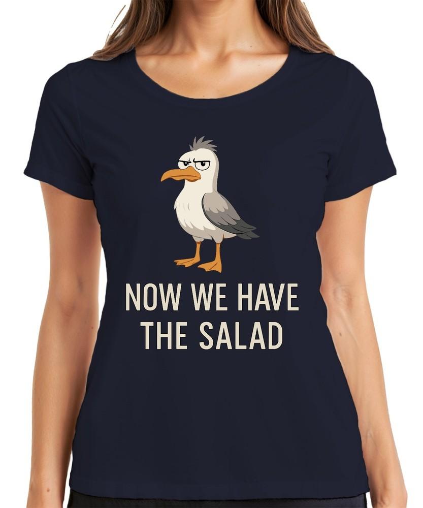 Now We Have The Salad Seagull Sarcastic Funny Cartoon Coast Ladies TShirt S