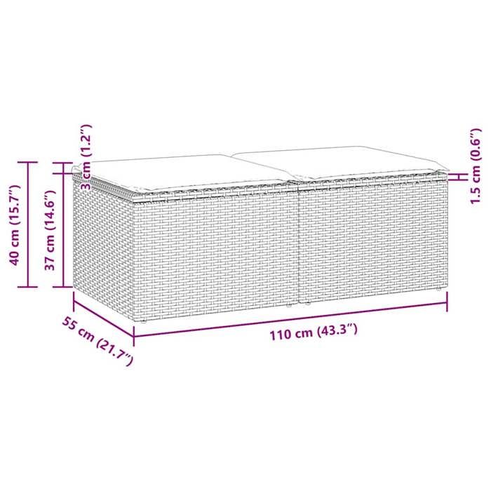 VidaXL Garden Lounge Set 2 Pcs with Gray Cushions Wicker Acacia, Outdoor Sofa Set, Garden Furniture 3328664