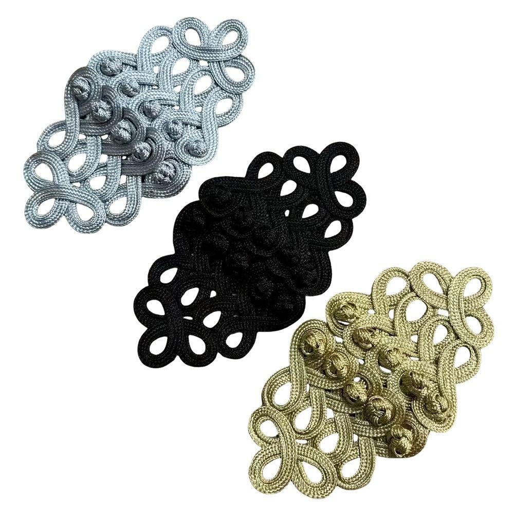 Golden Silk Uniform Knot Button Hand Made Fastener Type Baroque Frog Fastener Large Size Knot Style Cord Embroidery Closure
