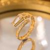 Exquisite super flash zircon ring for girls, light luxury, high-end sense opening adjustable ring, simple real gold electroplating