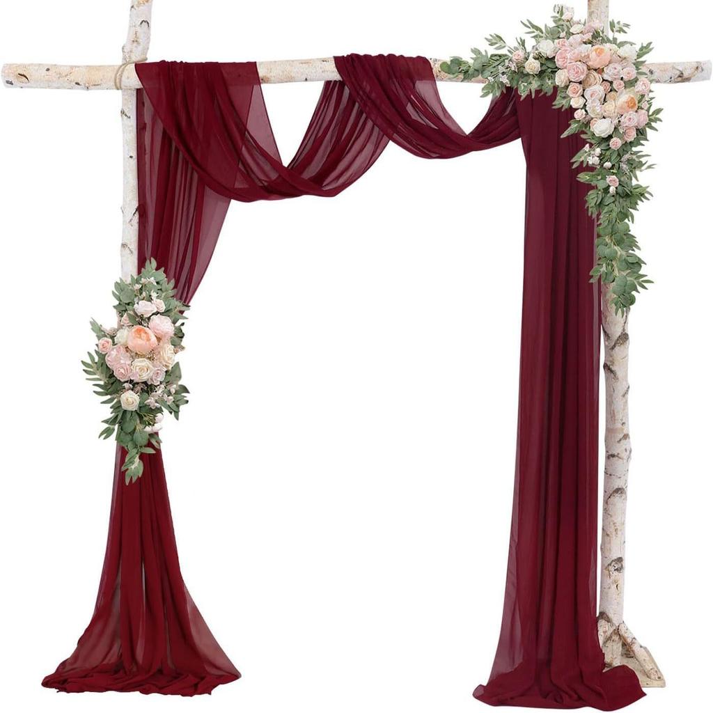 Chiffon Lawn Outdoor Sheer Drapes for Wedding & Festival Archway Decoration