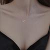 S925 Sterling Silver Square Double Ring Necklace Female Korean Version Fashion Niche Design Geometric Pendant Simple Collarbone Chain Tide