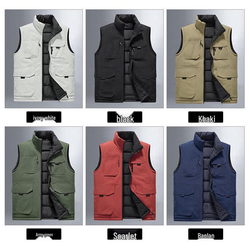 ROMON Men's Reversible Workwear Multi-Pocket Vest