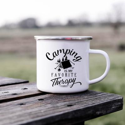 Camping Mug Happy Campers Campfire Enamel Camping Cups  Outdoor Campervan Coffee Mug Mug Adventure Cup Camper Van Gift