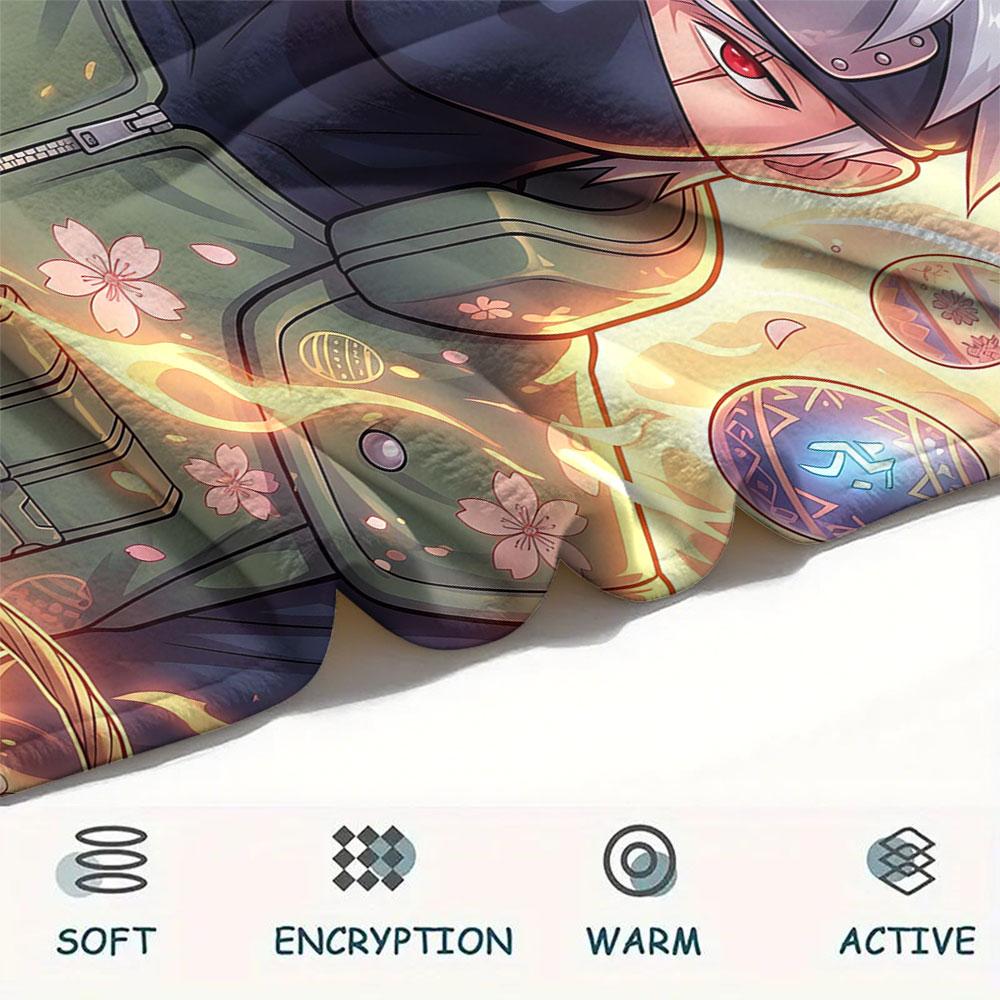1Pc Naruto Easter Print Flannel Blanket, High Quality Comfortable for All Seasons, Home Decor, Warmth and Comfort, Perfect for Christmas Gifts