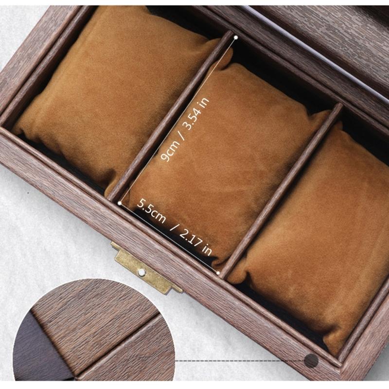 Luksusowy uchwyt do przechowywania zegarków w kolorze Espresso Stylowe etui na zegarki z 6/20 miejscami dla mężczyzn z podwójnymi warstwami i szklanym wieczkiem