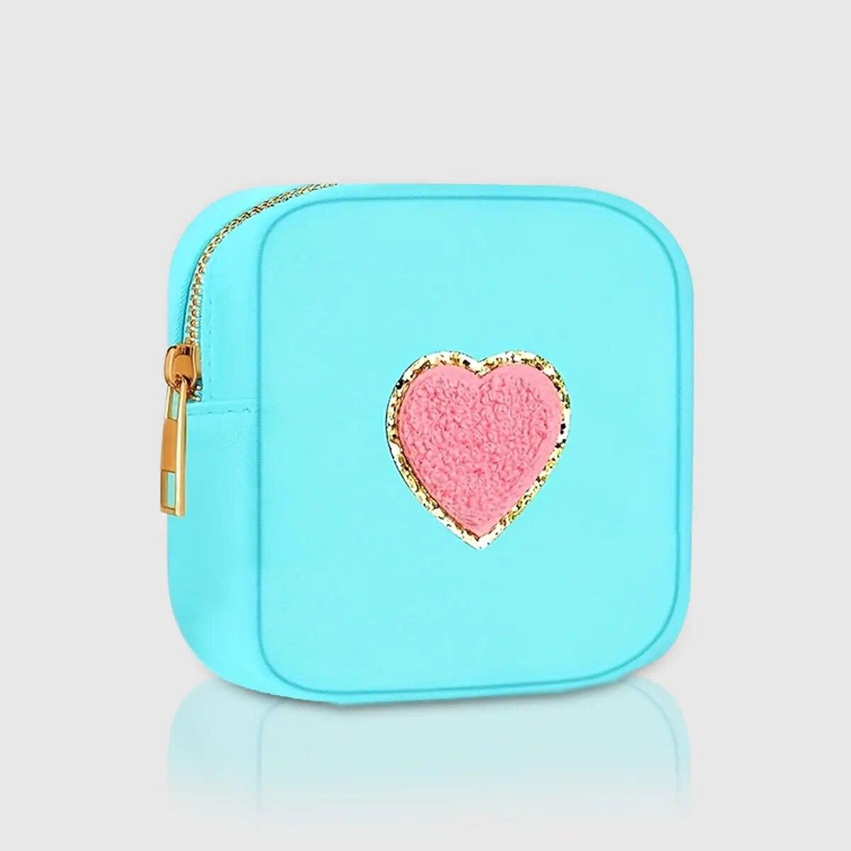 

Preppy Makeup Bag for Women Travel Toiletry Bag Chenille Letter Cosmetic Bag PU Leather Waterproof Pouch Cute Zipper Organizer