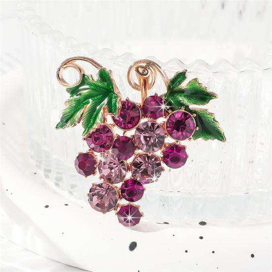 Yousheng Stunning Brooch Pin Shiny Rhinestones Inlaid Grape Shape Pin Collar Coat Badge Dresses Party Evening Attire