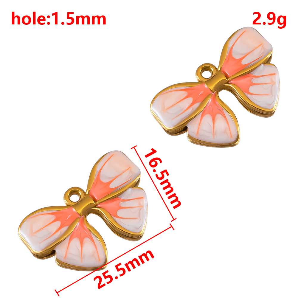 2pcs Stainless Steel Orange Enamel Retro Anklet Charm Bohemia Gold Plated Pendant Base for DIY Earring Necklace Jewelry Findings