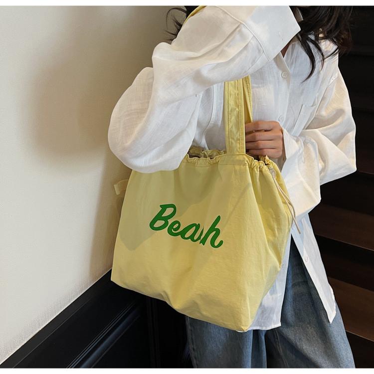 Nylon Letter Bag With Drawstring Closure For Casual Daily Use