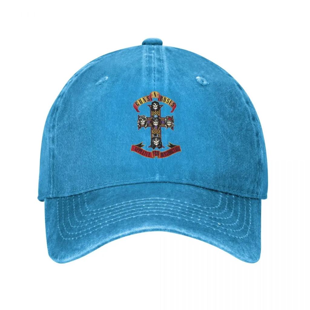 Guns N Roses GNR Logo Baseball Caps Retro Distressed Washed Steampunk Music Headwear for Men Women Outdoor Running Golf Hats Cap