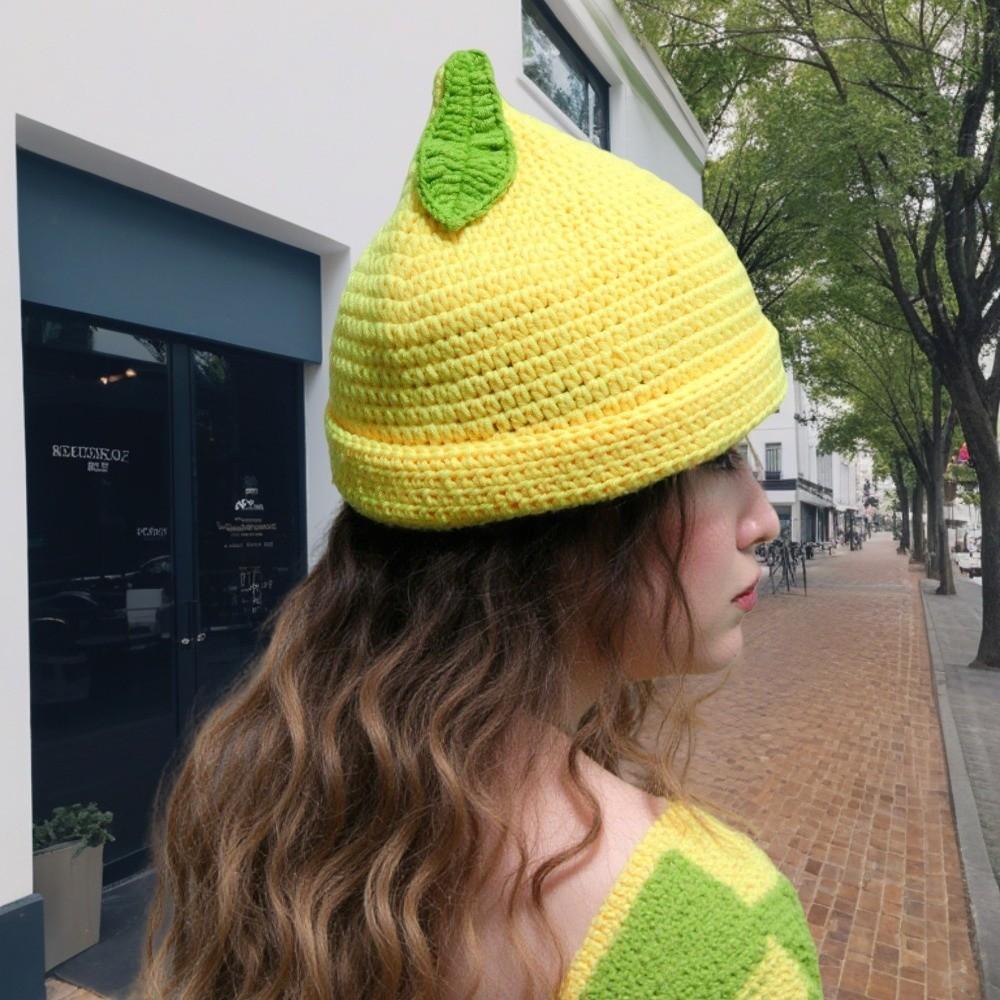 Warm Knitted Fruit Hat Creative Pineapple Beanie Lemon Strawberry Pullover Cap  Skiing