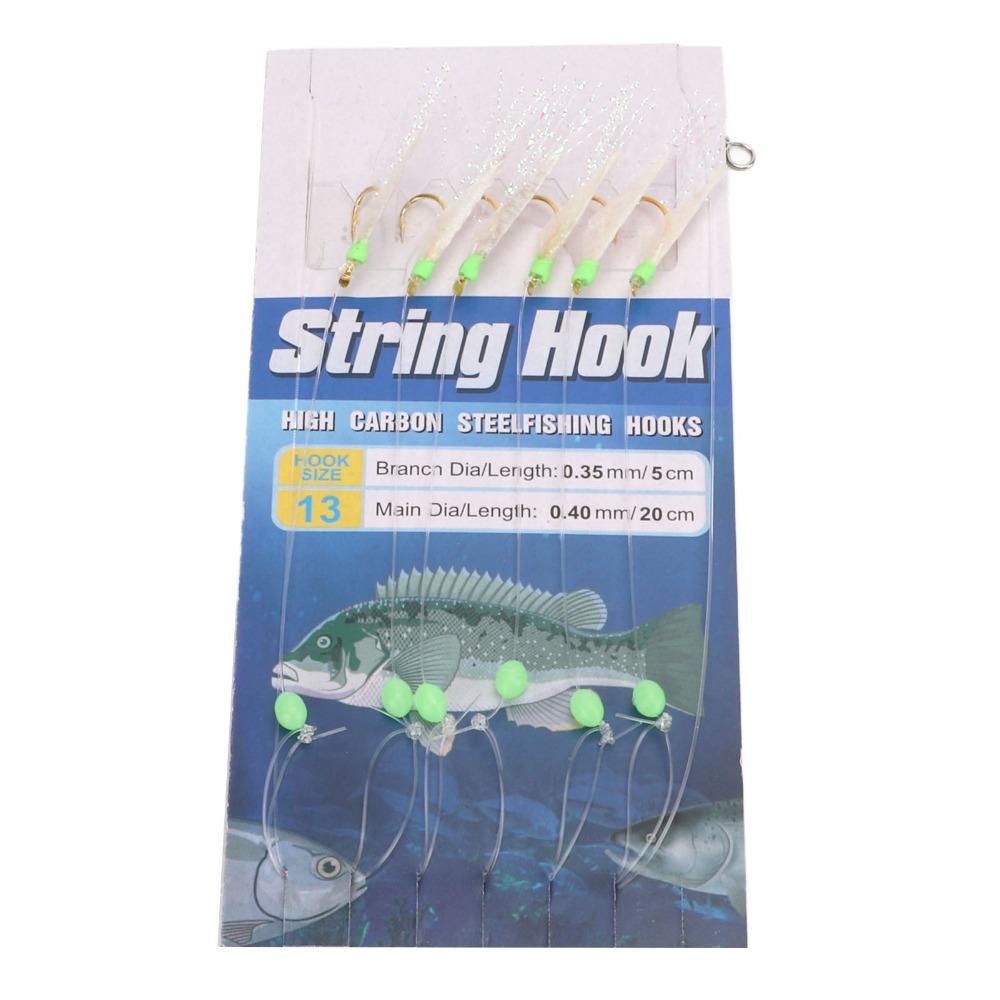 5 Sets Soft Fish Skin Fishing Rigs with Luminous Beads Fishing Lure Rigs Saltwater Fishing