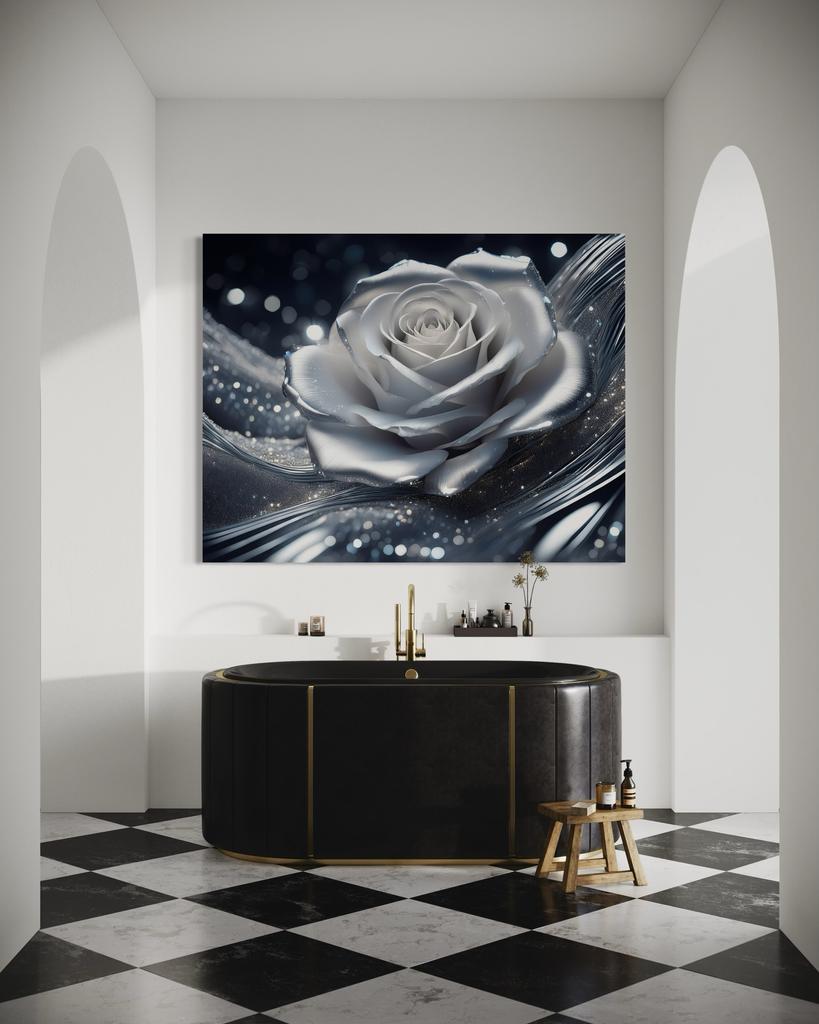 Canvas Print, Silver Rose Petal