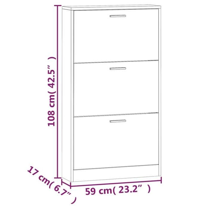 VidaXL Shoe Cabinet Oak 59x17x108 Cm Engineered Wood 342527