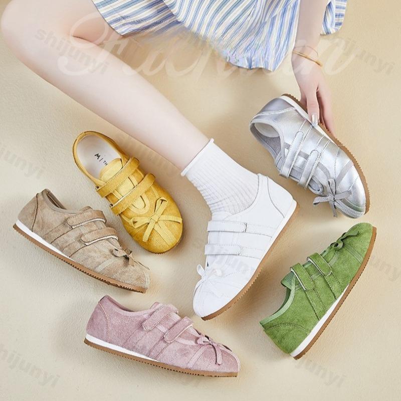 Mode 2025 Frühling Neue Elegante Schleifen Design Flachmündige Lässige Einzelne Schuhe für Damen Bequeme Atmungsaktive Low-Top Flache Sneakers