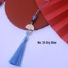 Ancient Style White Tassel Fan Pendant for Hanfu/Qipao Lapel or Phone