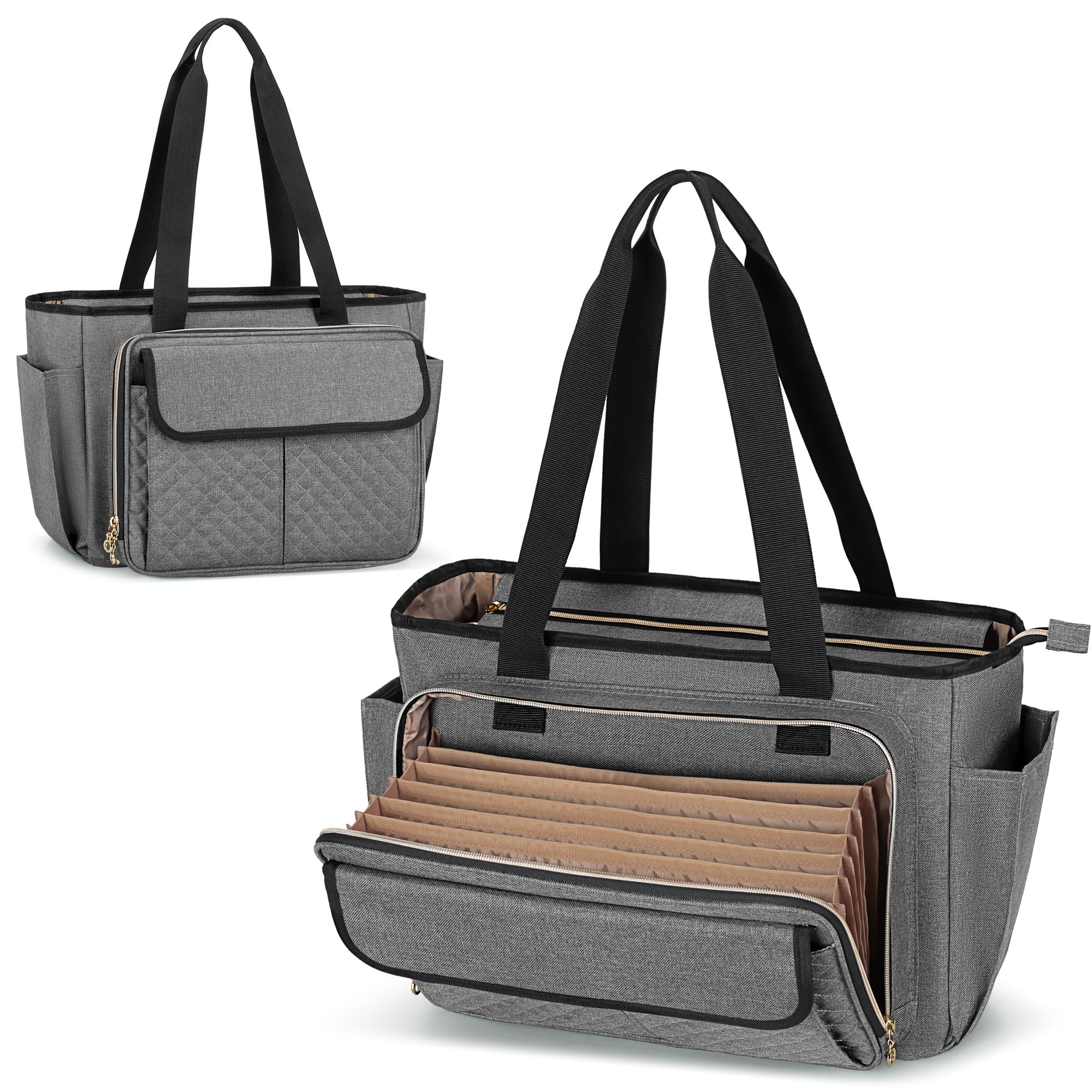 

Teacher Office Tote Bag with File Divider Compatible with Inch For Business Gray [Luxja] Bag, Pocket, 15.6 PC, A4, Commuting, School, Trips, сірий колір
