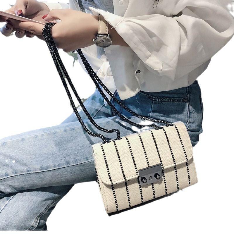 New Bag for Women, Trendy Korean Version Canvas Crossbody Bag, Chic Chain Shoulder Small Square Bag