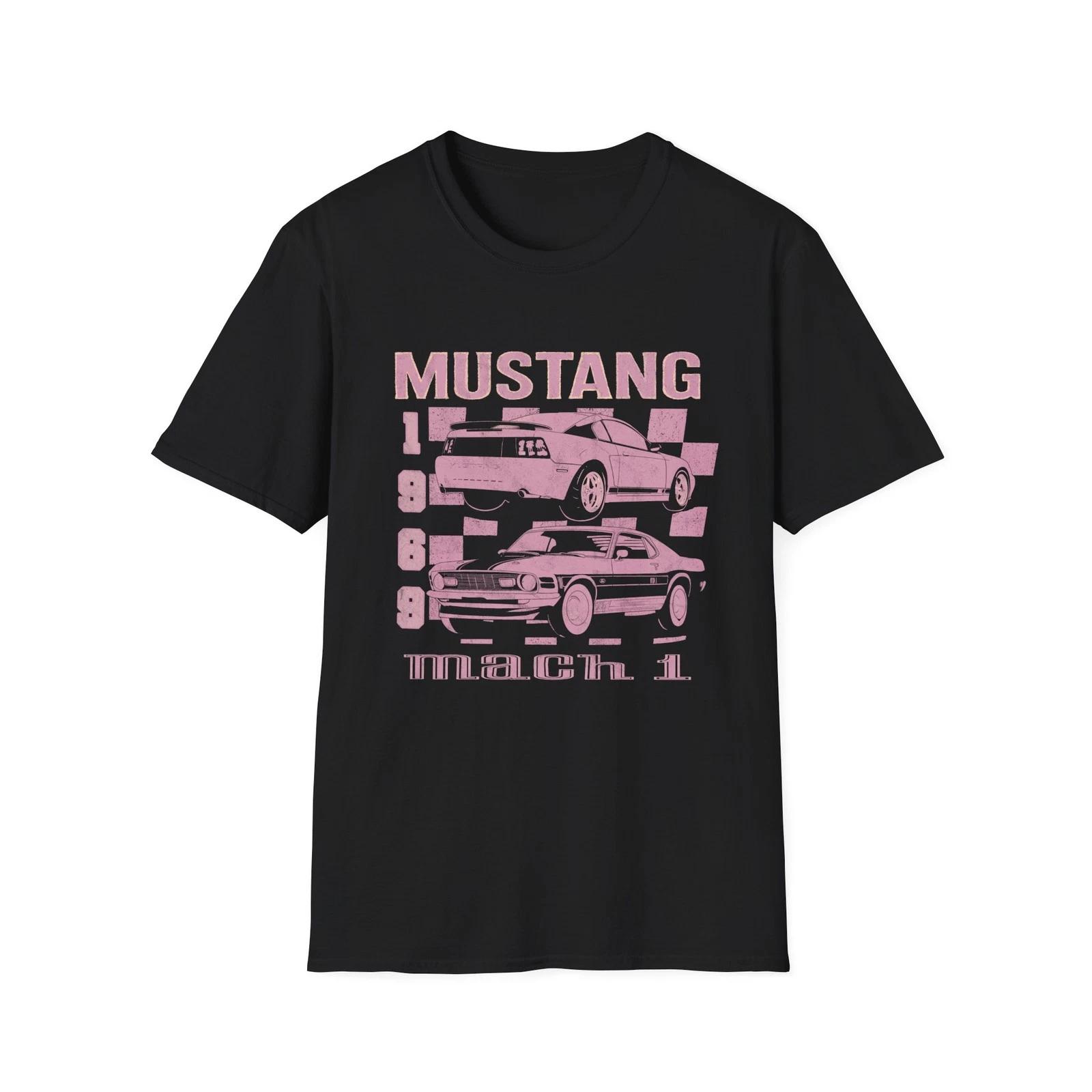 

Pink Mustang Mach 1 T Shirt Vintage Classic Muscle Car Unisex Mach one Tee 3XL
