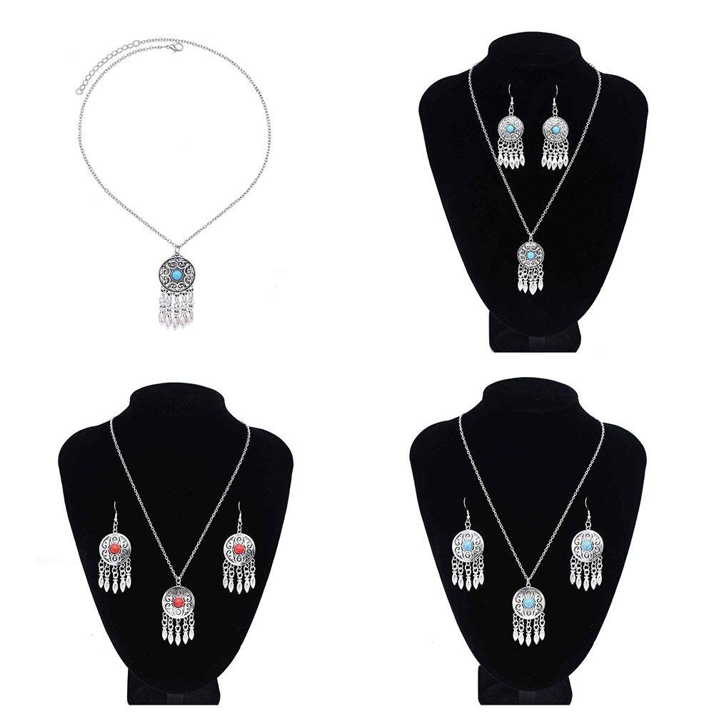 Moon Pendant Exotic Bohemian Earrings Silver Color Zinc Zinc Alloy Kazakhstan Jewelry Set Women Jewelry