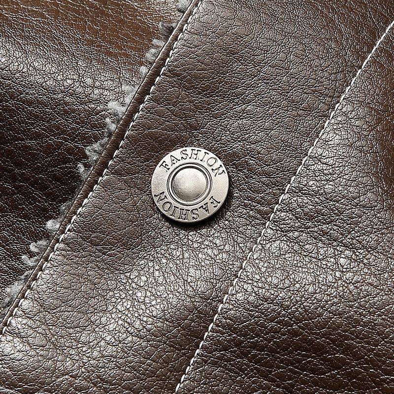 Fleece warm men's leather jacket pu leather lapel large size loose windproof waterproof leather jacket men