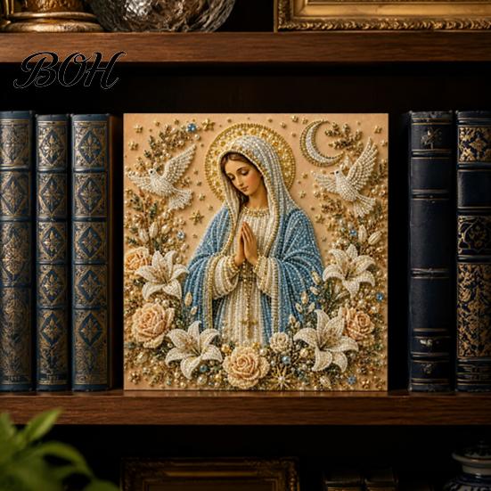 Decorative Balcony Pieces DIY Jesus Pearl Art Kit, Diamond Painting for Adults, Christian Mosaic Colorful Crafting Materials Craft Christ Gem Crafts,